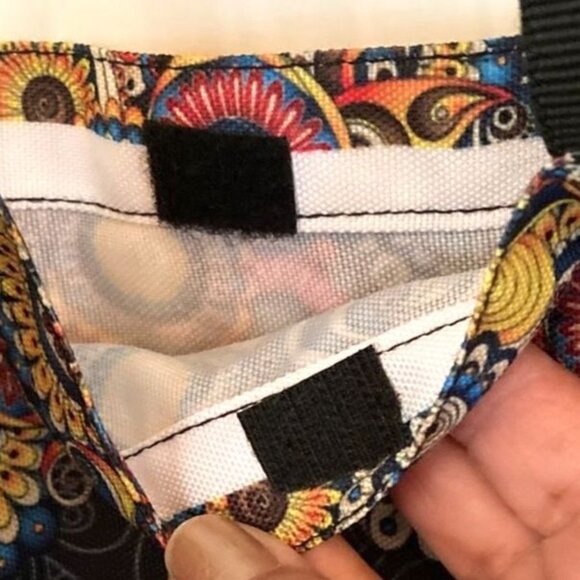 BOHEMIAN Boho PEACE Mandala Tote Bag Navy and Orange 16 x 16 in - Picture 6 of 8